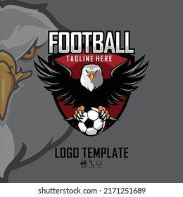 EAGLE FOOT BALL LOGO TEMPLATE WITH A GRAY BACKGROUND