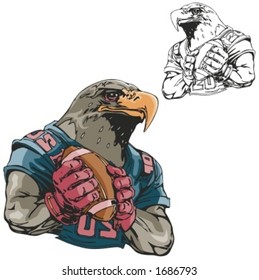 Eagle Football Mascot. Great for t-shirt designs, school mascot logo and any other design work. Ready for vinyl cutting.