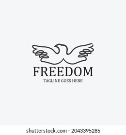 Eagle freedom logo. Hand icon. Vector illustration