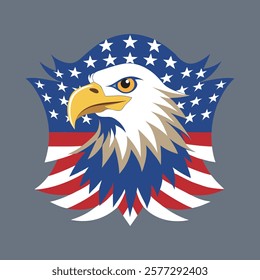  Eagle of freedom in stars and stripes vector illustration