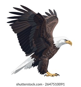 Eagle in full body side profile – vector illustration on white background, 2D vector illustration