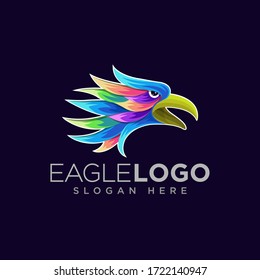 eagle full color vector logo design concept dark background