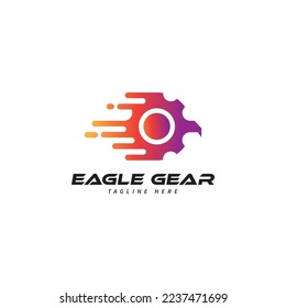 Eagle gear logo template, vector