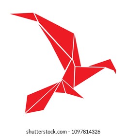 Eagle, geometric vector logo, red bird on white background