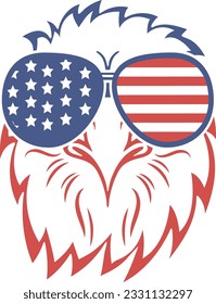 Eagle glasses american flag 4th of july t-shirt design