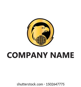 Eagle and globe gold  logo company vector branding