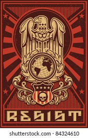 Eagle Globe Propaganda Poster