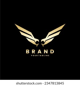 Eagle gold logo vector, two eagles, elegant, vintage on a black background