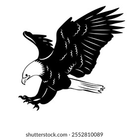 eagle grabs prey silhouette vector