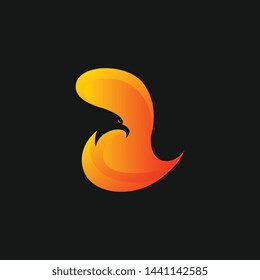 Eagle Gradation Logo Template. Abstract Animal Logo Concept in Gradation Color on Isolated Black Background