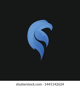 Eagle Gradation Logo Template. Abstract Animal Logo Concept in Gradation Color on Isolated Black Background