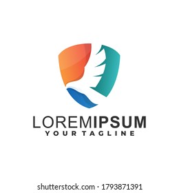 Eagle with green blue orange gradient logo