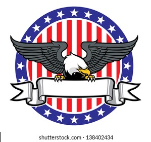 Eagle Grip A Ribbon With US Flag As Background