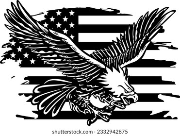 Eagle grunge american flag t-shirt design