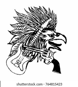 eagle gun graphic design vector art
