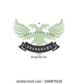 Eagle hand drawn logo isolated on white background vector illustration for labels, badges, t-shirt and other design.