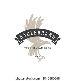 Eagle hand drawn logo isolated on white background vector illustration for labels, badges, t-shirt and other design.