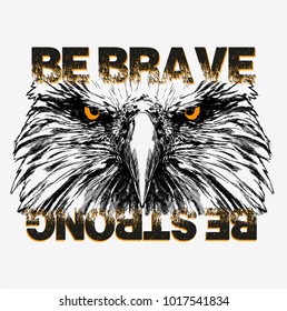 Eagle hand and eye detailed drawing by hand, vector illustration for printing