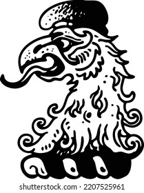 Eagle with hat heraldic vector ilustration lineart