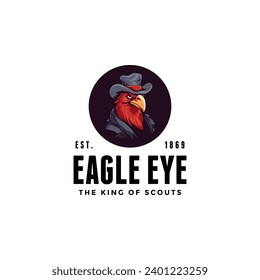 Eagle Hat logo on white background. Vector illustration for tshirt, website, print, clip art and poster