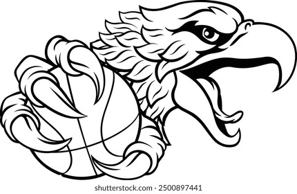 An eagle or hawk basketball ball cartoon sports team mascot