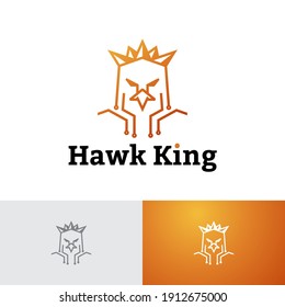 Eagle Hawk Bird King Golden Crown Logo Template