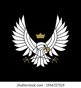 eagle hawk bird of prey motorcycle club logo vector icon illustration