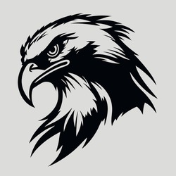 Eagle Hawk Black And White Logo Vector Sport Team Branding