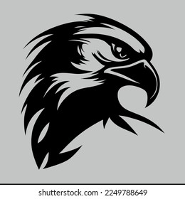 Eagle Hawk Black and White logo Vector Sport team branding