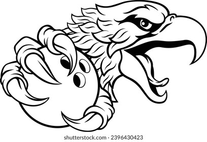 An eagle or hawk bowling ball cartoon sports team mascot