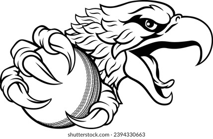 An eagle or hawk cricket ball cartoon sports team mascot