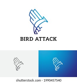 Eagle Hawk Falcon Bird Attack Pounce Prey Line Logo