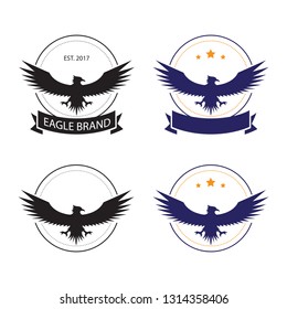 Eagle Hawk Falcon Bird with Circle and Ribbon Isolated Logo