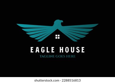 Eagle Hawk Falcon Bird House for Real Estate hipotecario Logo Icono Ilustración Vector de diseño