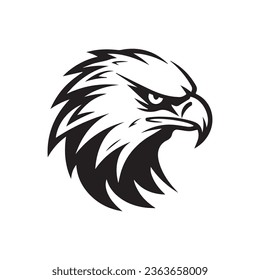 Eagle, hawk, falcon emblem with spread wings, heraldic symbol, bird, predator, wild animal, design,