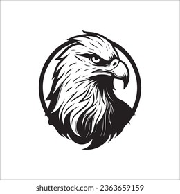 Eagle, hawk, falcon emblem with spread wings, heraldic symbol, bird, predator, wild animal, design,	
