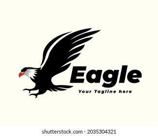 eagle hawk falcon flying landing catch logo template illustration inspiration