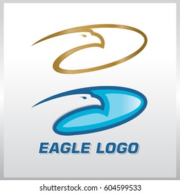 eagle, hawk, falcon logo vector simple and elegant blue and gold circle