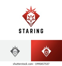 Eagle Hawk Falcon Red Star Crown Shield Logo