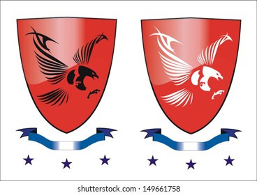 eagle, hawk, falcon. Eagle set on shield.