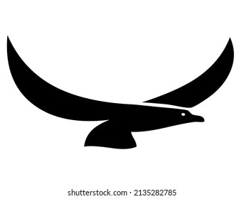 Eagle, hawk, falcon with spread wings flying, bird, predator, wild animal, vector, illustration in black and white color, isolated on white background