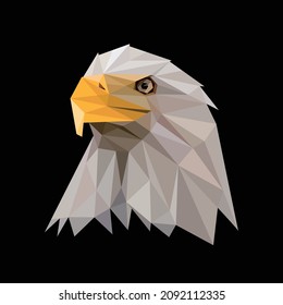 Eagle Hawk head in abstract polygon. Hawk Eagle Head in Polygonal low poly vector. Eagle head logo