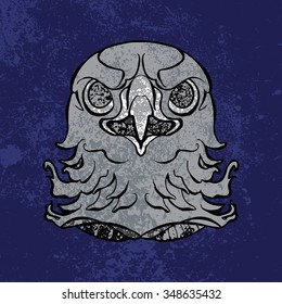  Eagle or Hawk Head Icon color. The illustration in style of heraldry. Print for a mascot and T-shirt or game graphic. Can be used for tattoo.