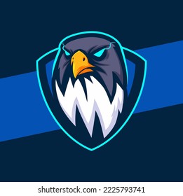 eagle hawk head mascot logo design with aggressive eye pose for sport hunter and gamer design