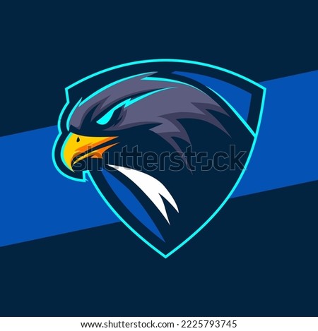 eagle hawk head mascot logo design with aggressive eye pose for sport hunter and gamer design