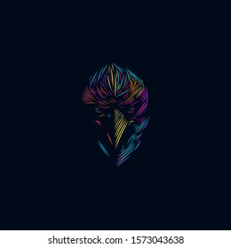 the eagle hawk logo line pop art potrait design colorful with dark background