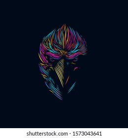 the eagle hawk logo line pop art potrait design colorful with dark background