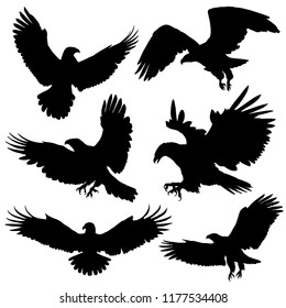 Eagle Hawk Silhouettes Vector Illustration Stock Vector (Royalty Free ...