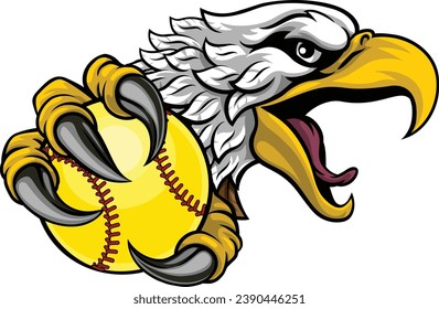 An eagle or hawk softball ball cartoon sports team mascot