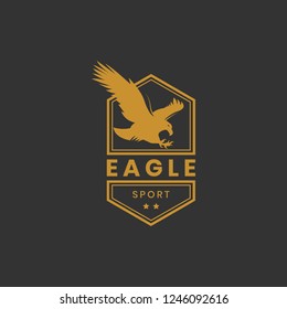 Eagle hawk sport logo design in gold color